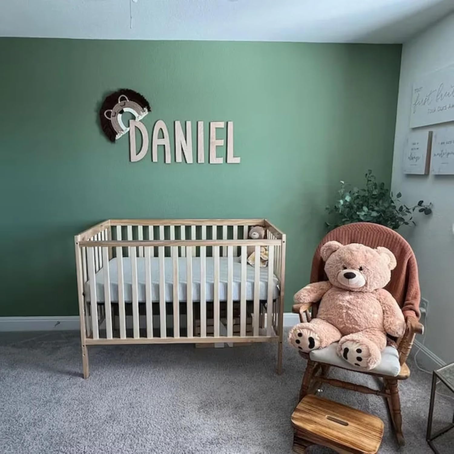 Wooden Name Signs for Nursery,Custom Wooden First and Middle Name Sign for Baby,Personalized Name Sign,Kids Room Décor Handmade Signs & Plaques Wall Decorations (Pink,20inch(50cm))