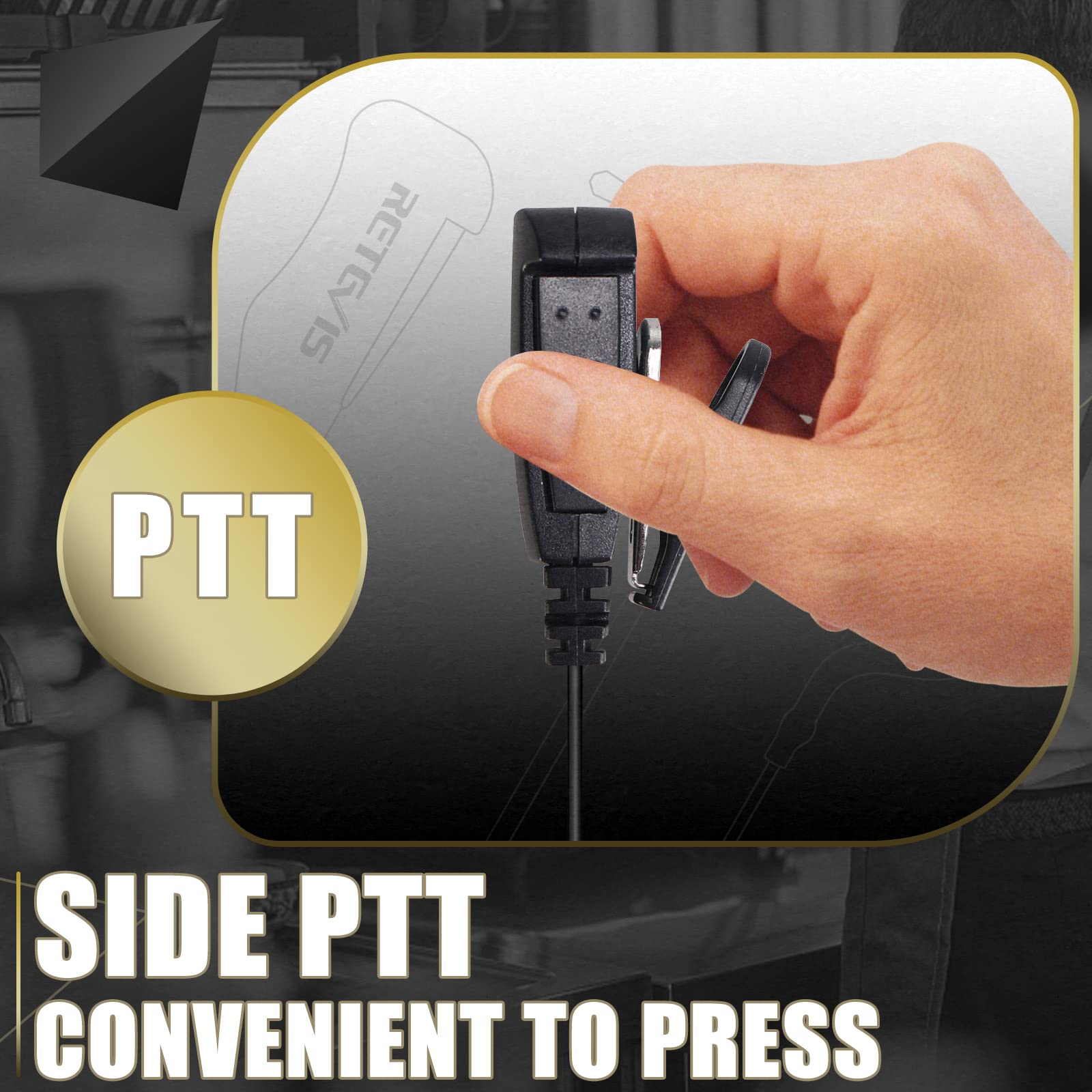 Retevis RT22P Walkie Talkie - Auricular con micrófono de 1 pin de 3,5 mm, cable doble, PTT lateral, radios bidireccionales RT22P, auriculares suaves tipo C Walkie-Talkie (paquete de 10) | Compatible con radios bidireccionales RT22P/RB19/RB19P/B3H/B3B, aur