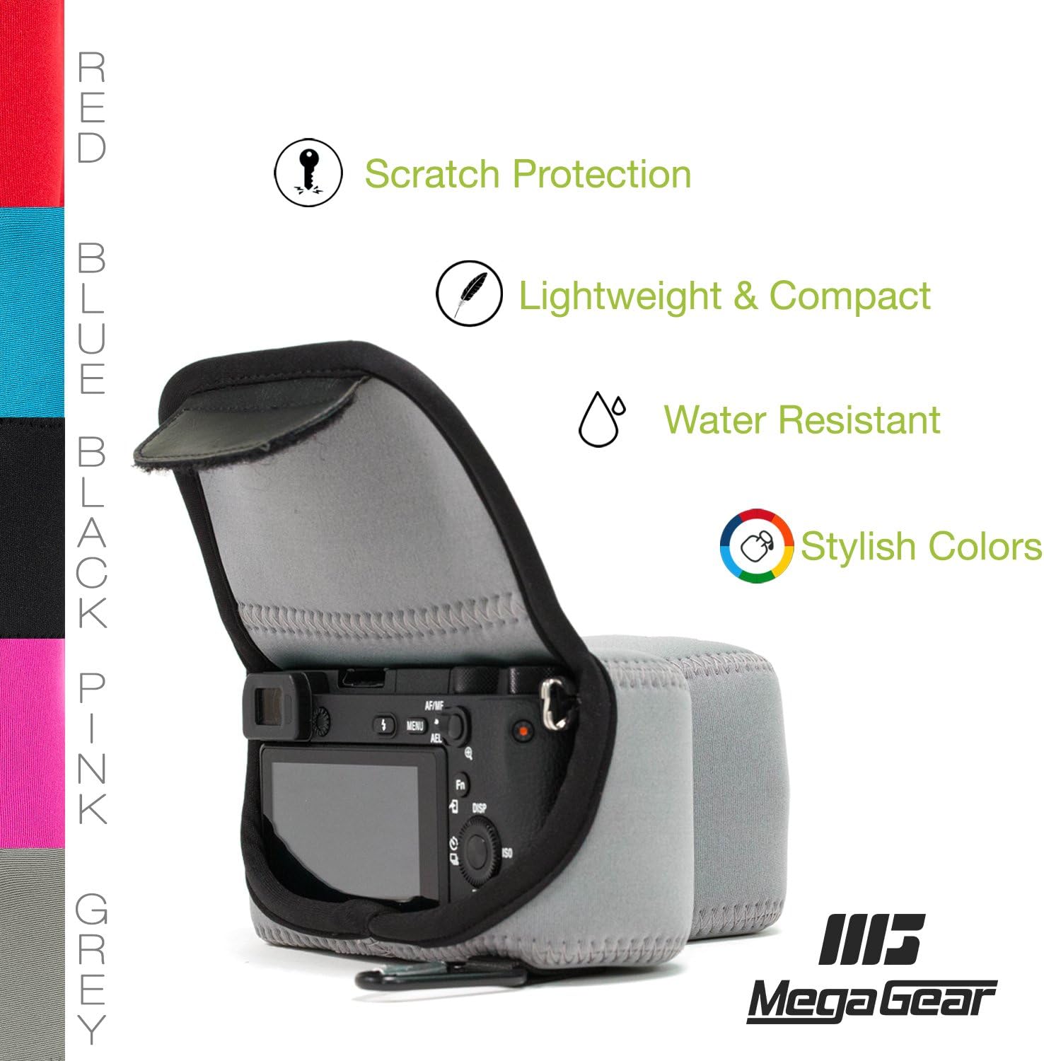 MegaGear MG1500 Sony Alpha A6400, A6500 (18-135mm) Ultra Light Neoprene Camera Case - Gray image 5