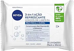 NIVEA Lenço de Limpeza Facial Demaquilante Ação Refrescante 3 em 1 25 un. - Remove a maquiagem, refresca a pele, limpa profundamente sem precisar lavar o rosto, pode ser usado todos os dias