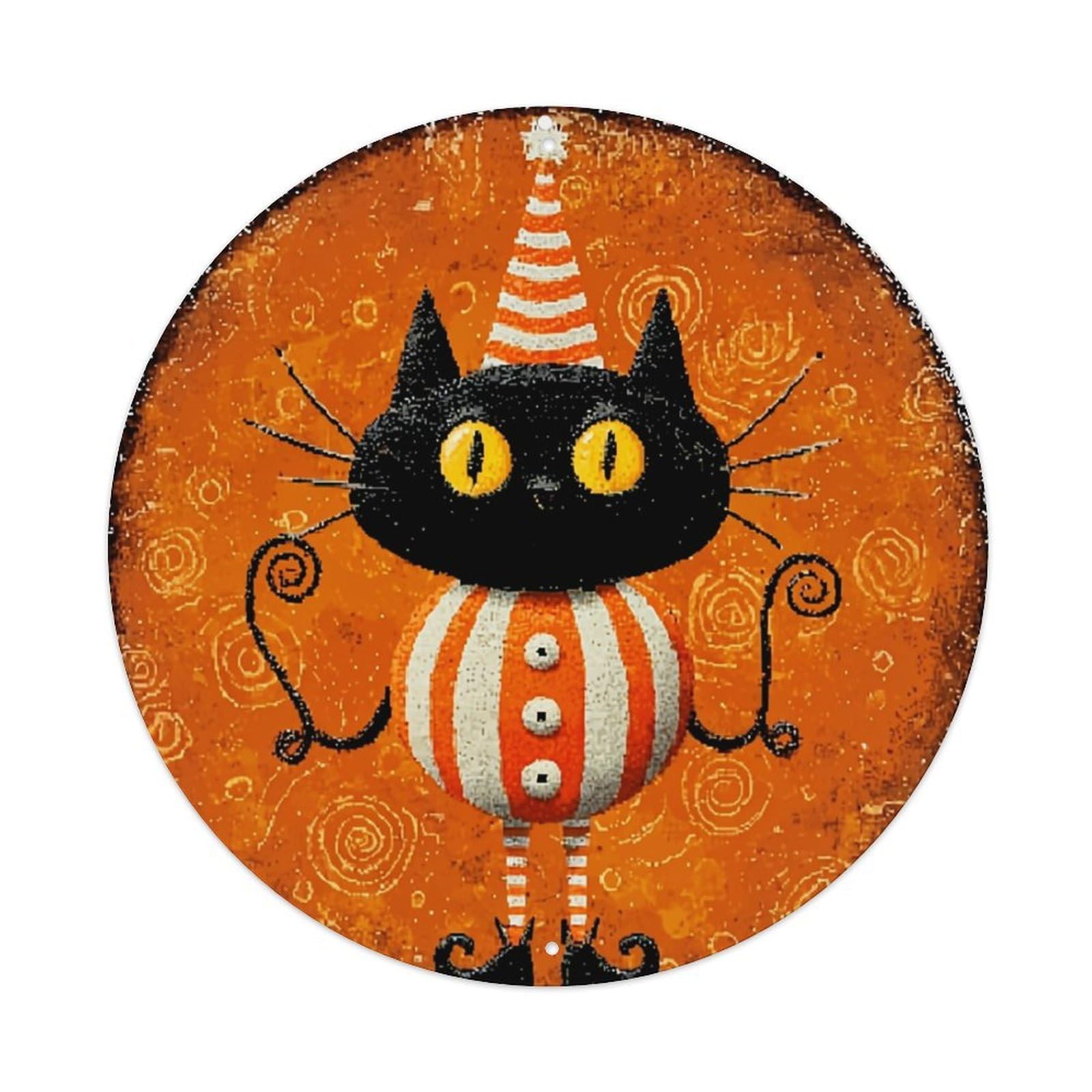 Black Cat With Striped Hat And Suit Metal Tin Sign Plaque