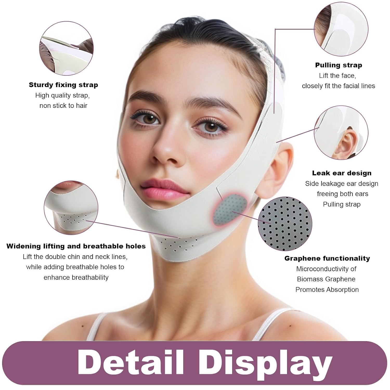 Reusable V Line Lifting Mask, Chin Strap for Face Shaper Double Chin Reducer for Women, Double Chin for Women, Neck Lift Tape Jaw Exerciser Shaper, V Shaped Face Mask- Green