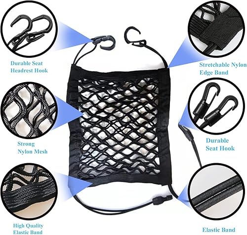 Miniatura 3 de Organizador de malla para automóvil de 3 capas, bolsa de red para respaldo del asiento, bolsa de red de almacenamiento para el conductor, barrera