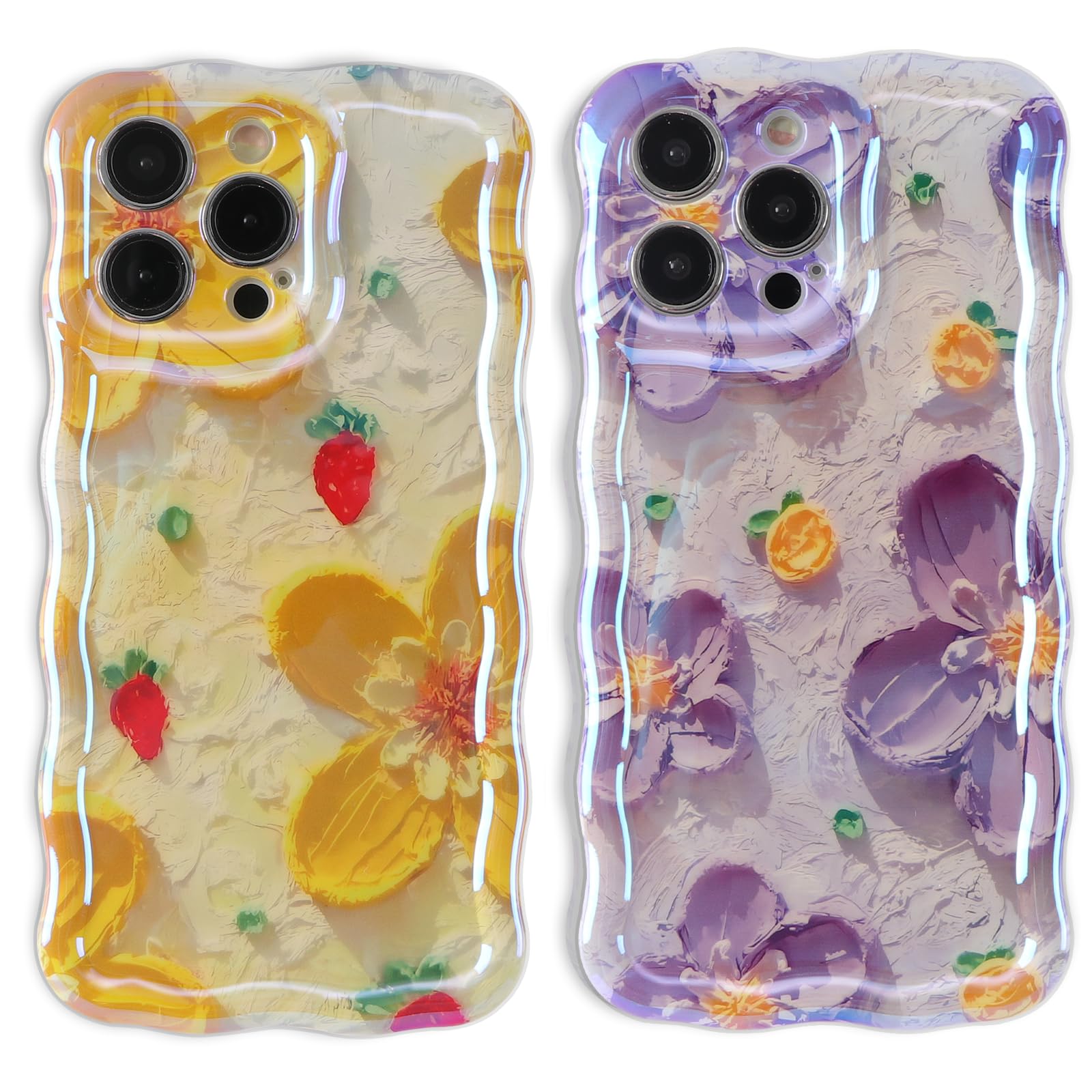 Unov, custodia per iPhone 13, trasparente con motivo floreale in rilievo e morbido TPU bumper sottile protettivo 6,1 pollici (bouquet di fiori