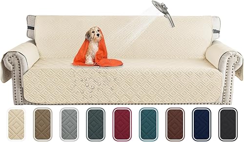 Miniatura 55 de XINEAGE Funda de sofá 100% impermeable para mascotas, funda de sofá antideslizante lavable, fundas de sofá para 3 cojines, protector de muebles con