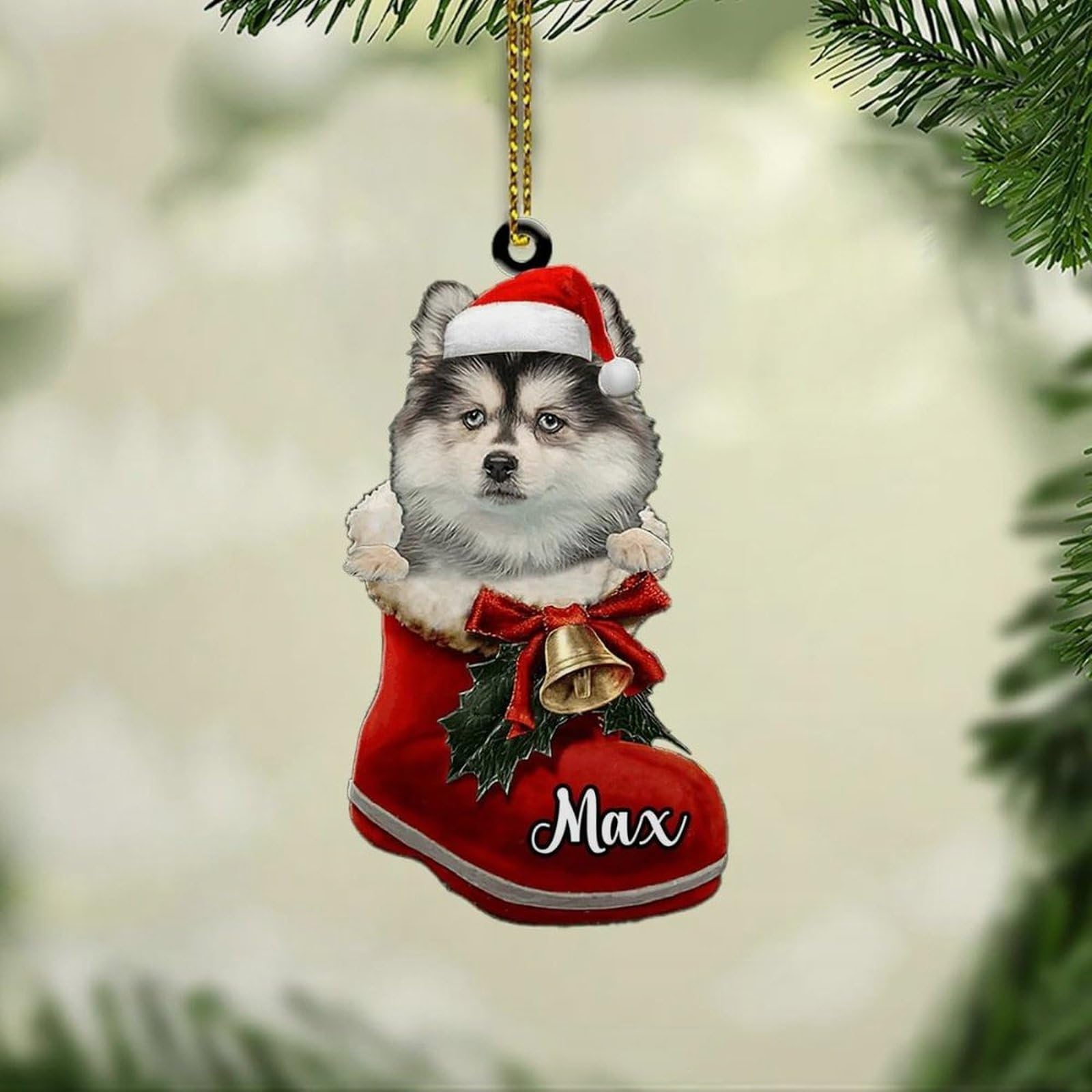 Luckluccy Pomsky Custom Ornament,Personalized Christmas Dog Ornament Gifts For Dog Lovers,Xmas Decor Hanging 162