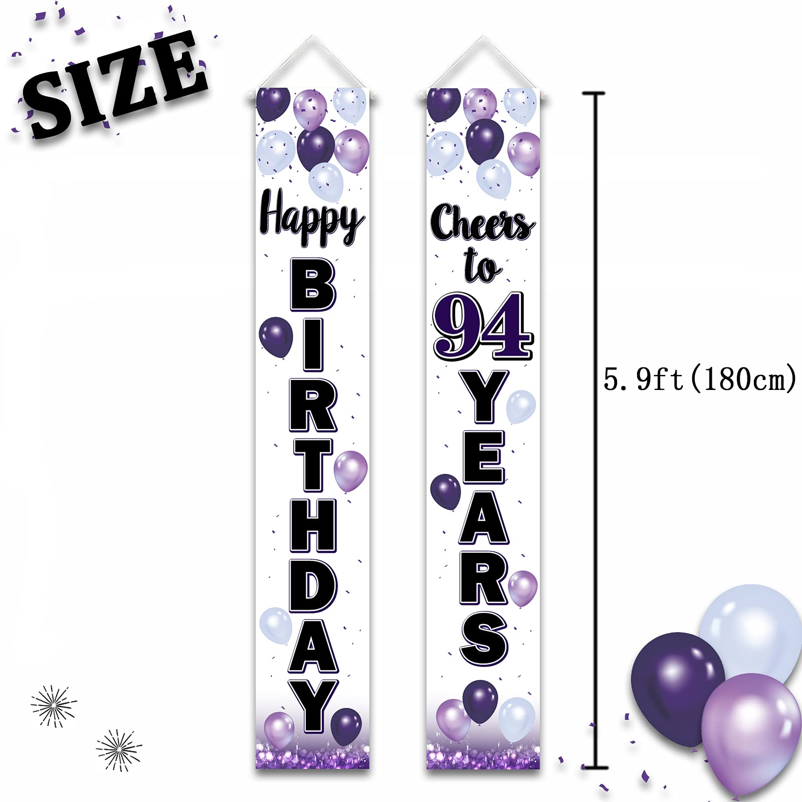 Happy 94th Birthday Hofschild-Banner – 3x0,6 M, Aus 600D Polyester, Für Outdoor-Geburtstagsdeko