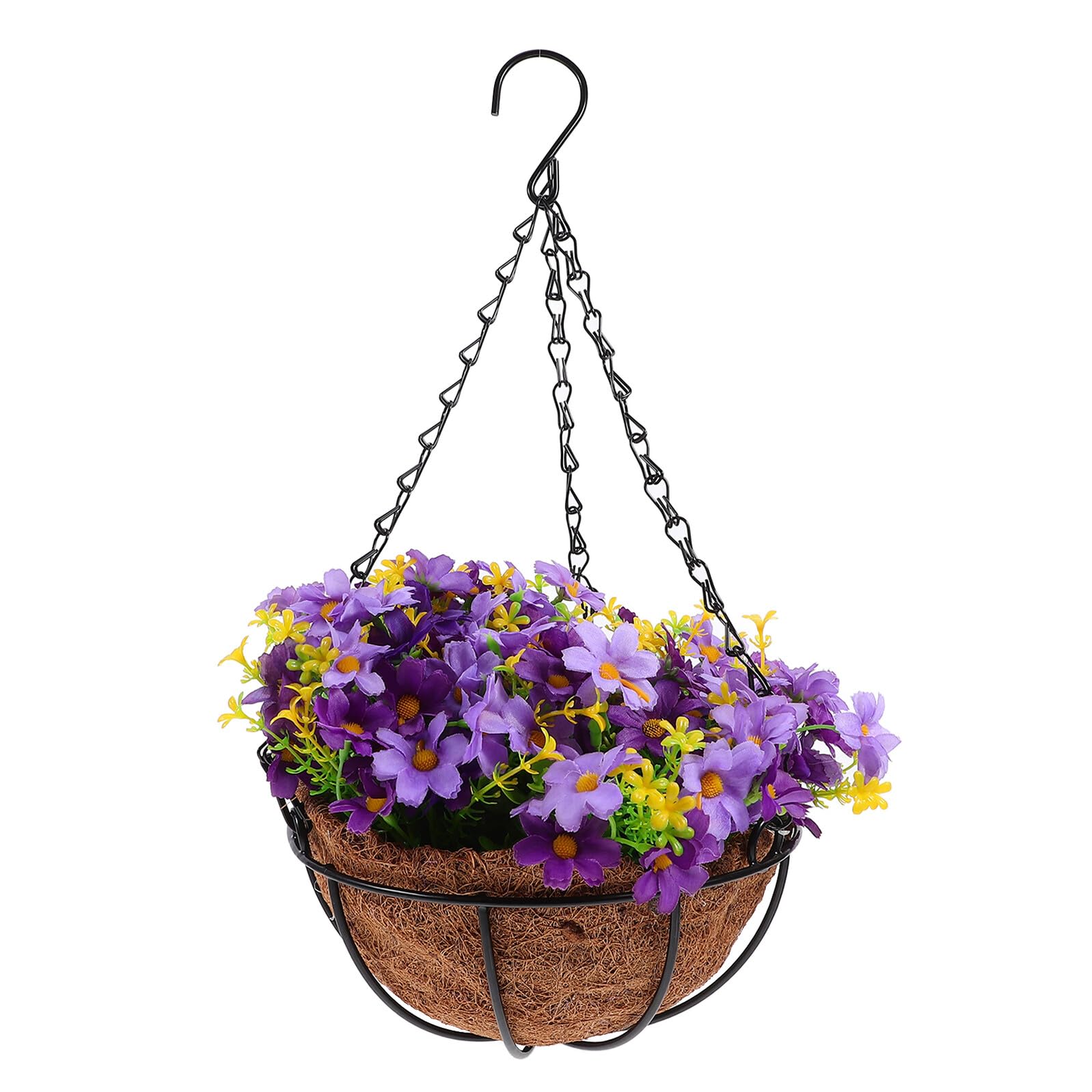 Panier suspendu de fleurs artificielles extérieur contre les plantes qui flétrissent