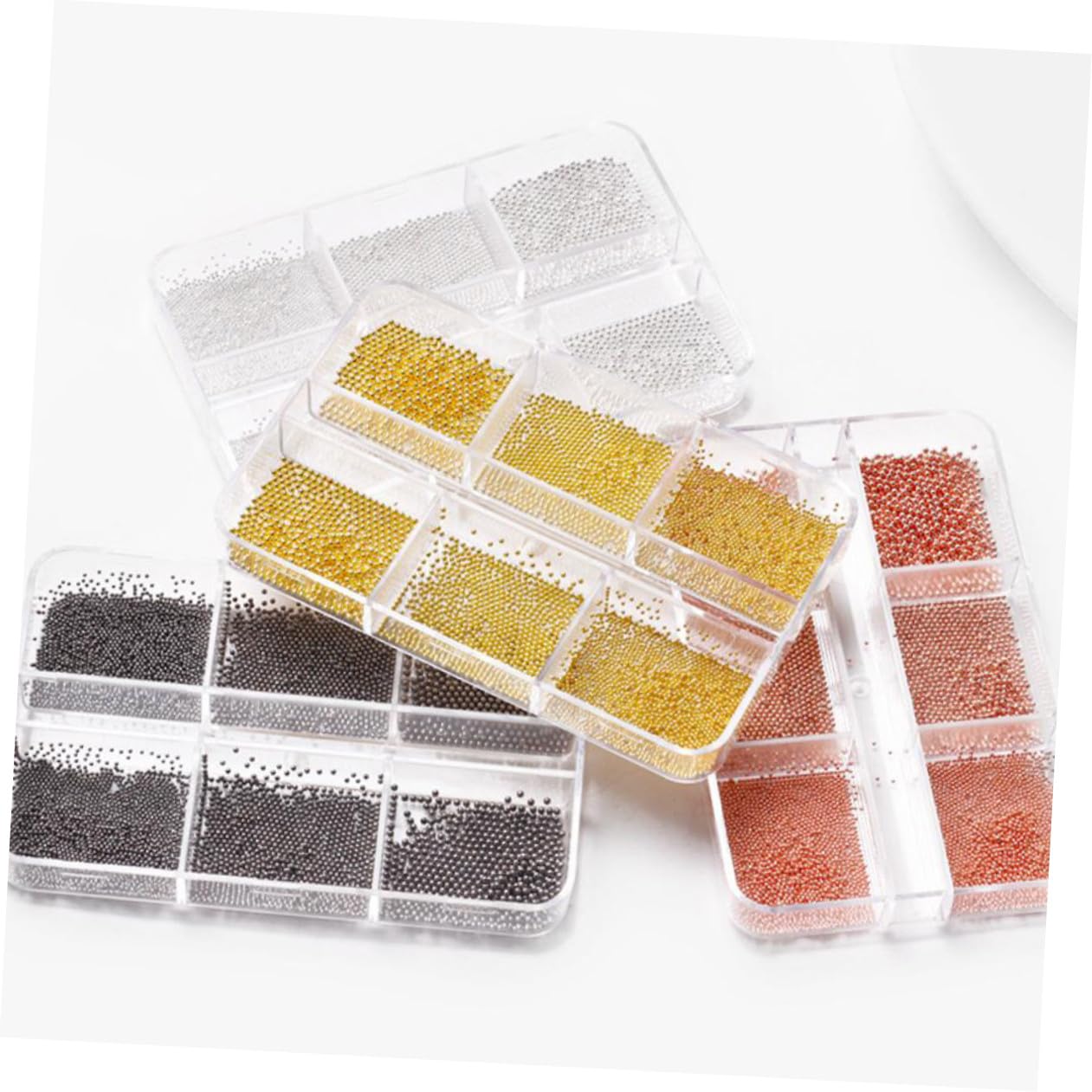 minkissy 2 Set Di Perline Per Unghie Da Ragazza Perline Per Unghie Da Donna Mini Per Decorazioni Artistiche Caviale Rotondo 4 Scatole * 2
