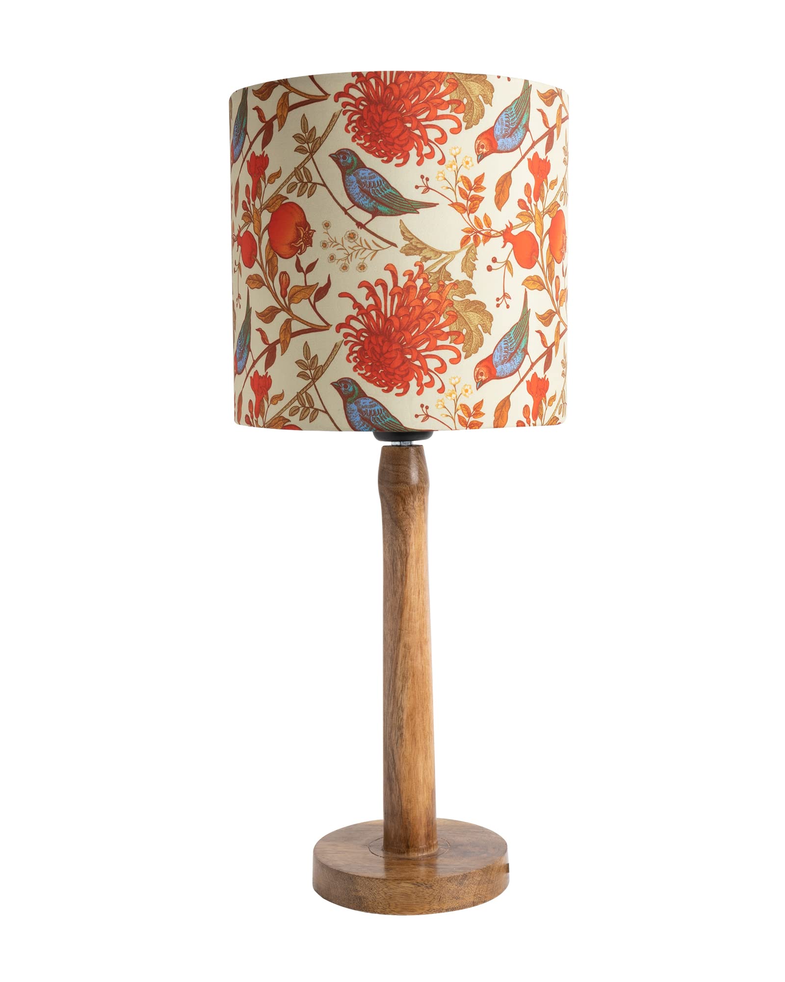 Homesake Modern Stick Table Incandescent Lamp, Wooden Base Modern Fabric Incandescent Lampshade For Home Office Cafe Restaurant, Nordic (Birds) - Image 2 thumbnail