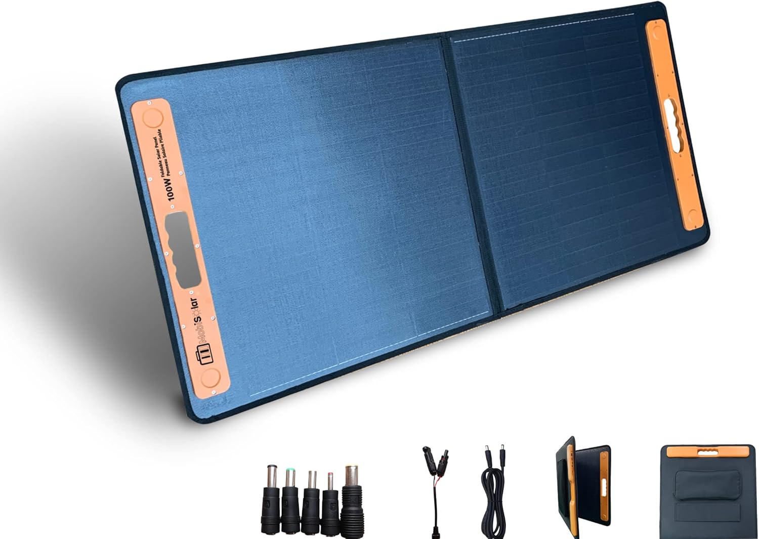 Mobisolar 100W Monocrystalline Foldable Portable Solar Panel. USB fast charge ports for phones