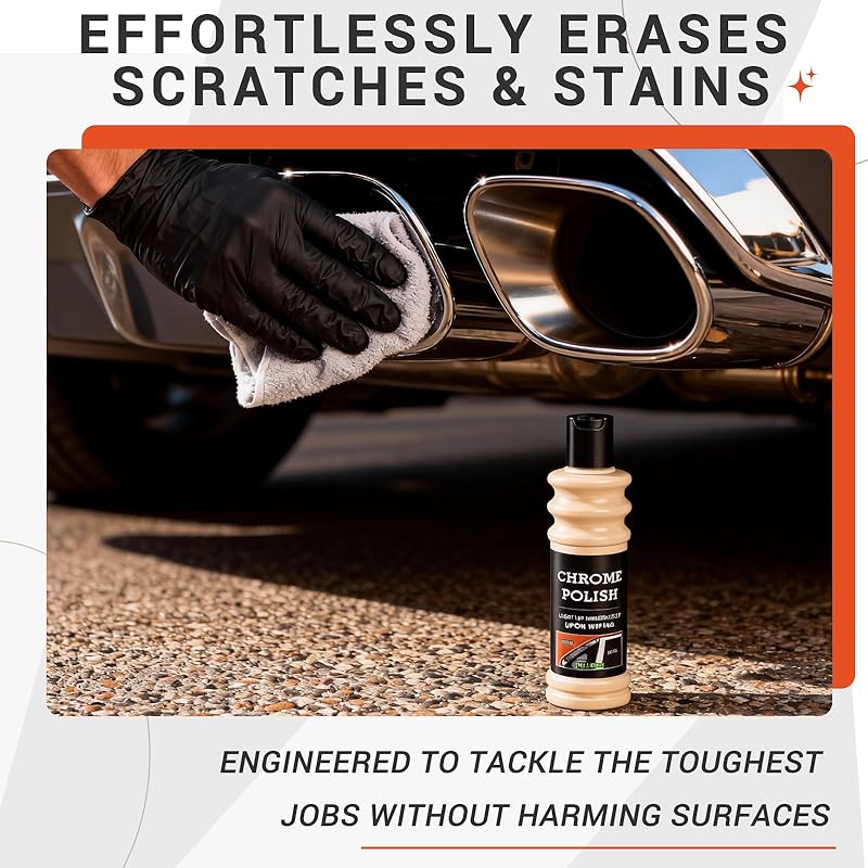 Chrome Cleaner & Car Scratch Remover Spray. All-in-One ​Chrome Polish for Cars​ & Metal Restorer, Wheel Polishing Kit, and Golf Club Polish, Scratch Repair, Clean, Polish, & Protect in One Step