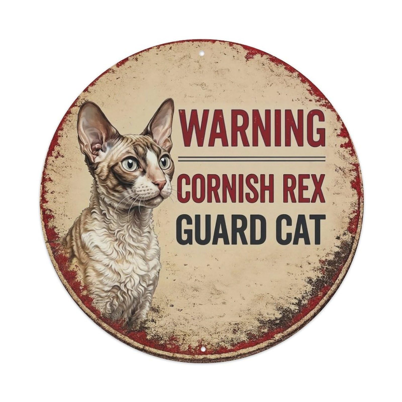 Tgrcjimh Style Metal Tin Sign Vintage Warning Cornish Rex Cat