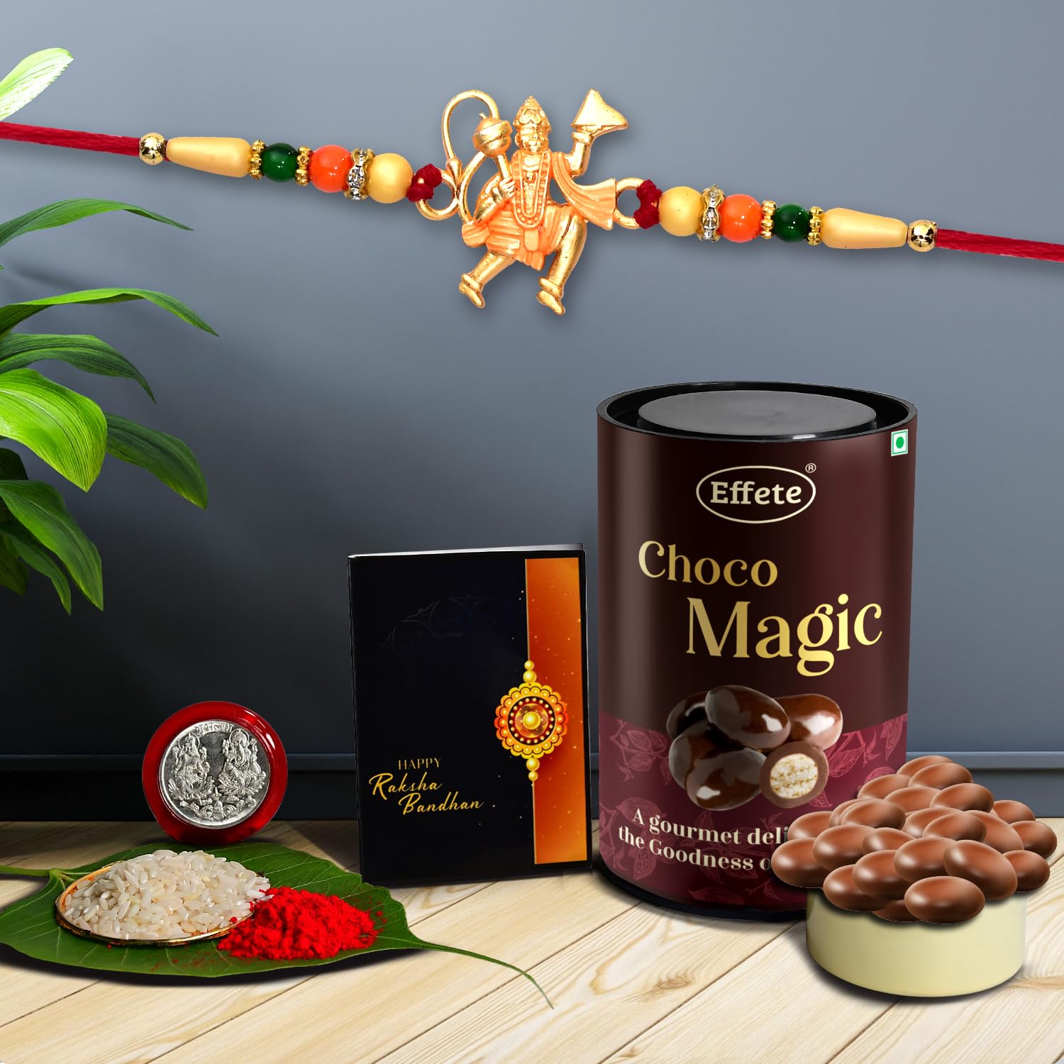 DeoDap Multicolor Bracelet/ Rakhi (K1_261_CD) & Effete Chocolate Delight with Silver Color Pooja Coin, Roli Chawal & Greeting Card | Occasion | Rakhi for brother with gift | bracelets for men stylish |rakhi combo for brother | Set of 1 Rakhi | Rakhi  (B09BM5QJGT) Amazon Price History, Amazon Price Tracker