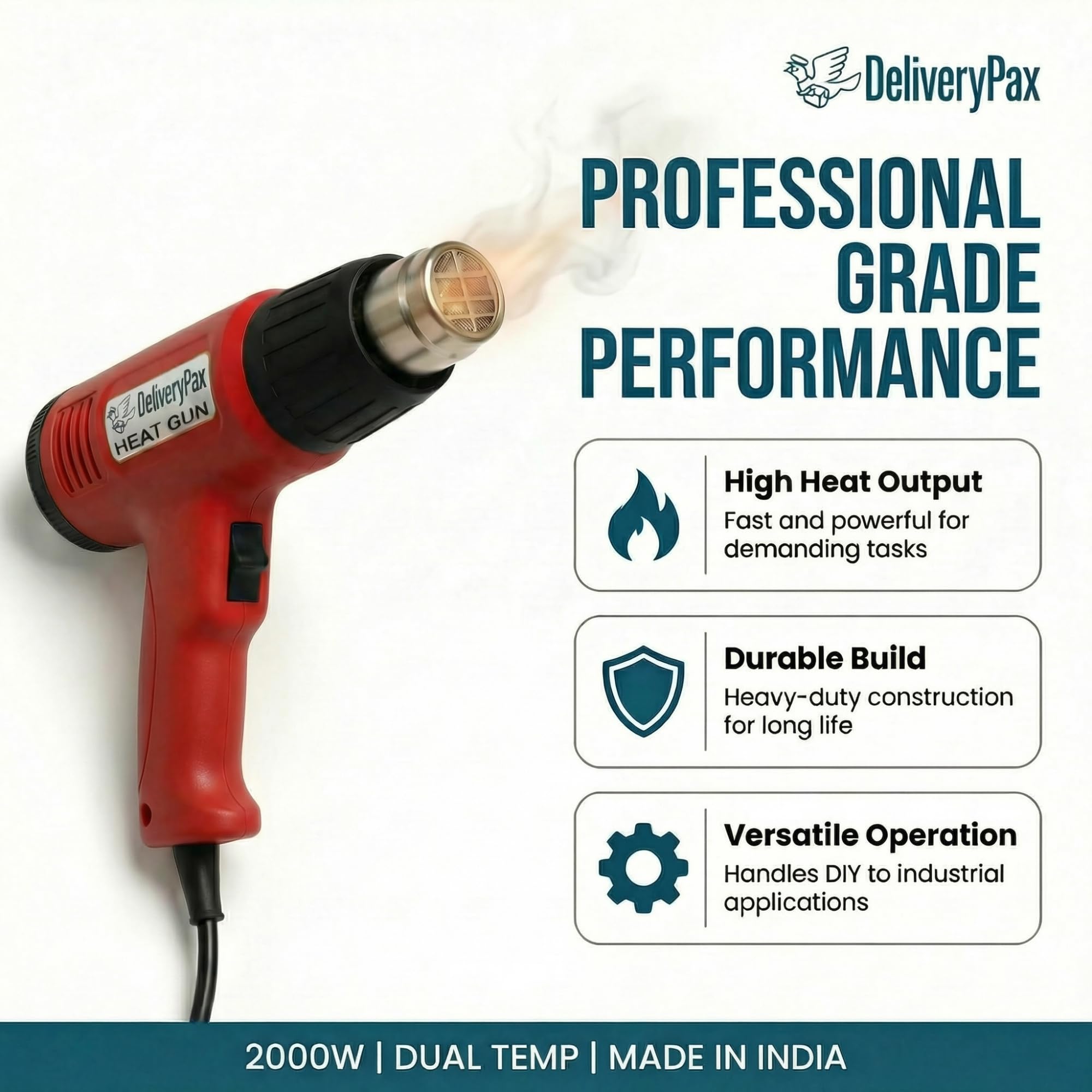 Delivery Pax 2000W Heat Gun Kit - Shrink Wrap & Repair -8 Delivery Pax 2000W Heat Gun Kit - Shrink Wrap & Repair -8