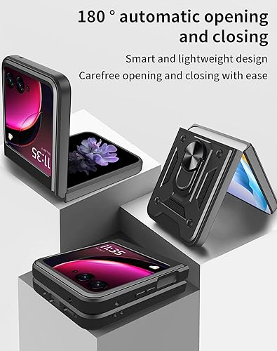 Vista 317 de Carcasa de soporte compatible con Motorola Razr 2023, con cubierta deslizante para lente de cámara compatible con Motorola Razr 40 5G 2023 XT2323-1