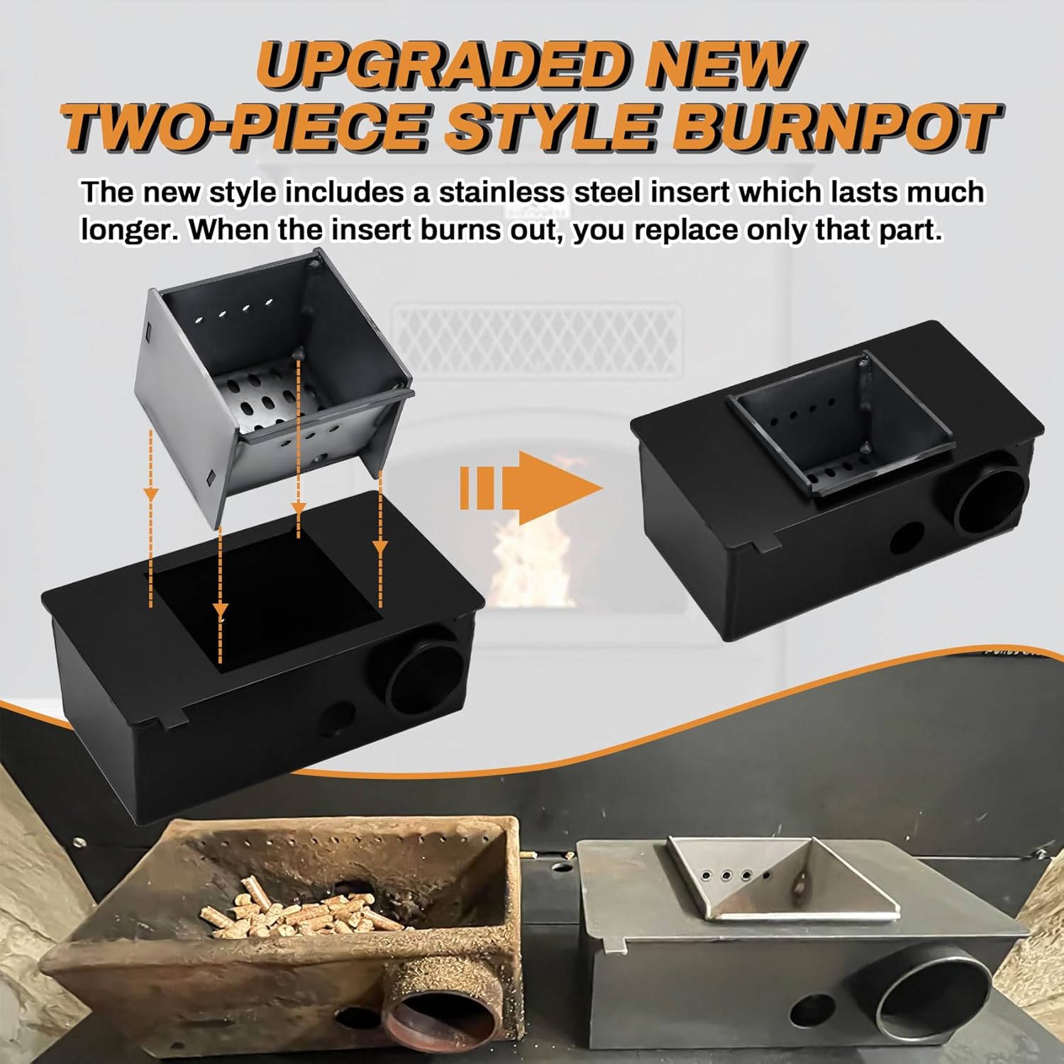 A-S-BurnPot Burn Pot Assembly for Breckwell P22, P23, P24, P32, P1000 Big E, P2700, P2000I, P4000, SP1000 Pellet Stove, Burnpot Firepot Replacement Part for US Stove 5040 AP2000 APC4000, Ignitor type