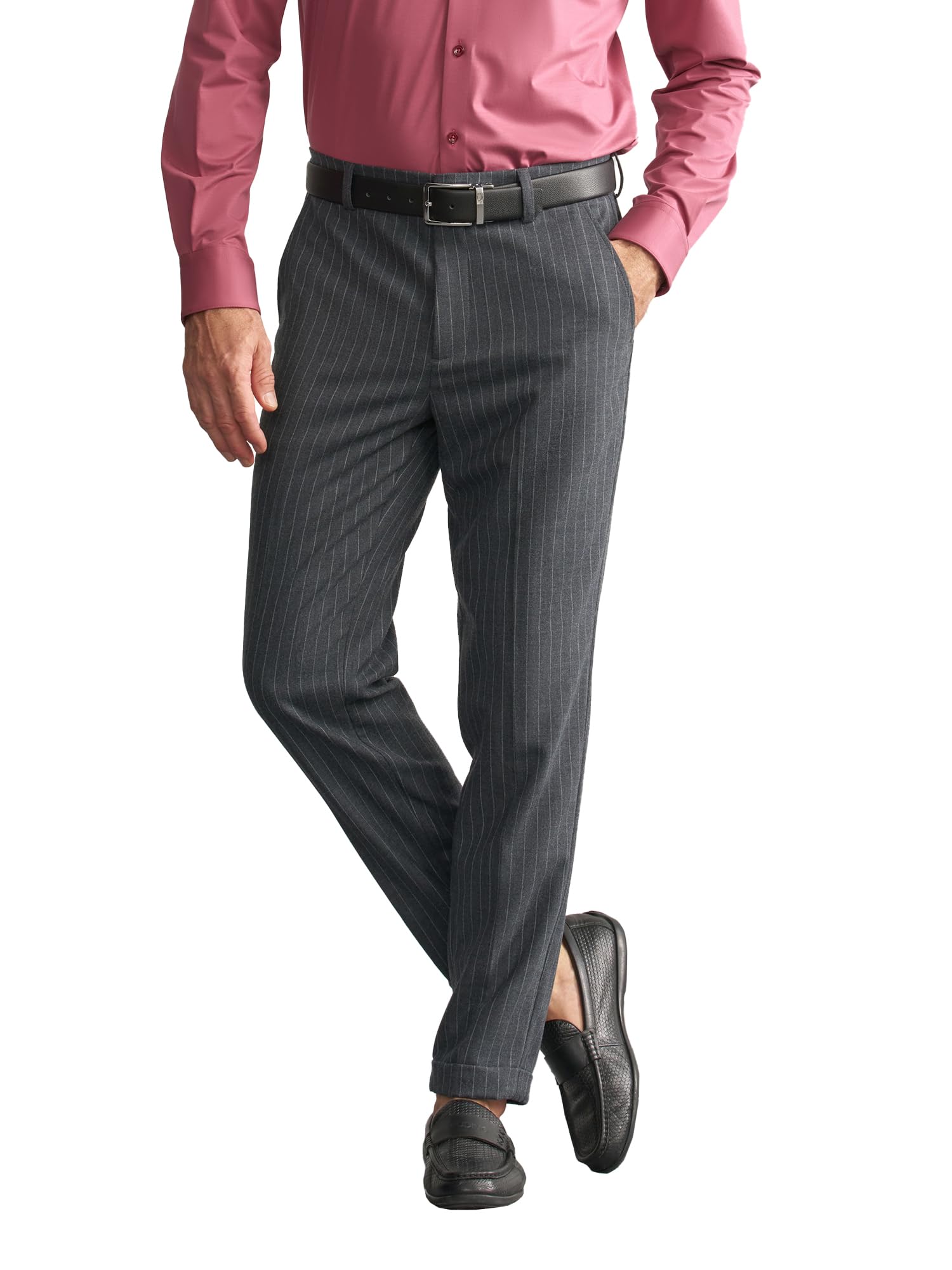 Men Dress Pants Slim Fit Stretch No Iron BreatheExpandable Waist Business Casual Pants