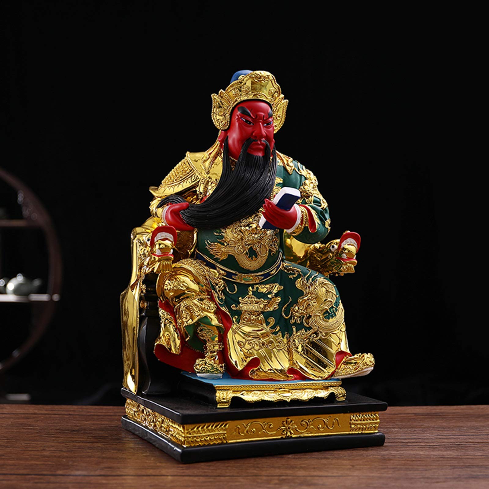 Statue di Buddha 15 pollici Guan Yu Buddha Statua Casa Fortunato Decorazioni Lettura libro Guan Yu Buddha Statua Home Office Decorazione da tavolo Decorazione da tavolo Buona Lucky Regali Lucky Decora