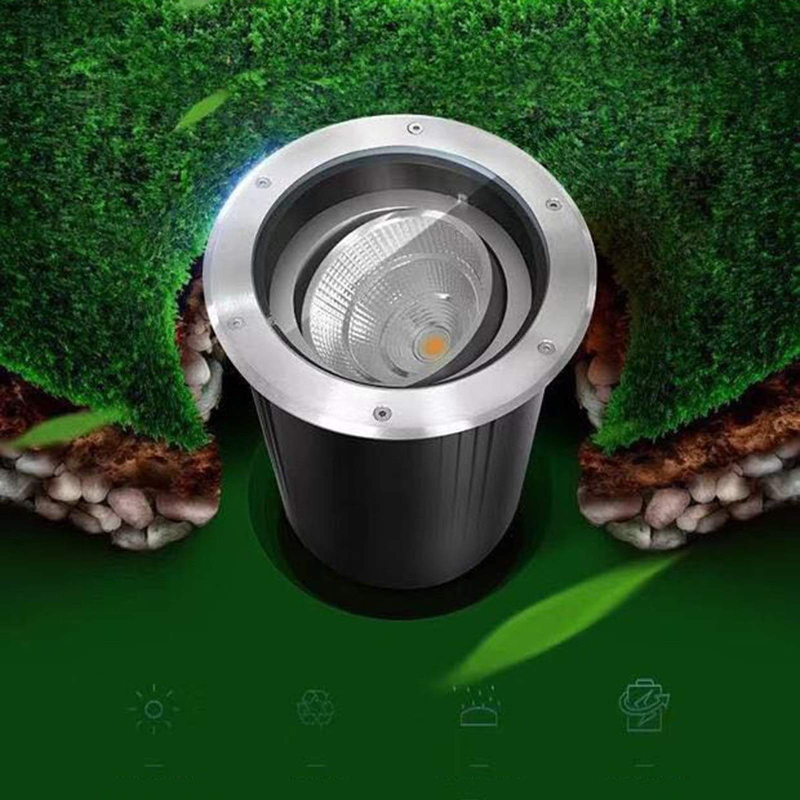 Faretti da Incasso for Esterni Angolo Regolabile COB Faretto Illuminazione Albero IP67 Impermeabile AC85-265V Giardino, Terrazza, Muro di Pietra, Alberi (Color : Warm Light, Potenza : 30W)