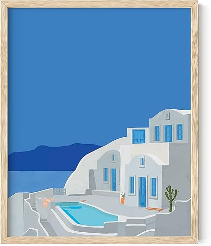 Vista 291 de HAUS AND HUES Evil Eye Decor - Navy Blue Wall Art, Evil Eye Wall Decor, Mykonos Artwork, Evil Eyes Print, Big Eyes Painting Print, Evil Eye Poster