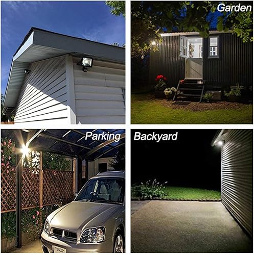 Miniatura 7 de DLLT - Luces solares para exteriores, luces de inundación con sensor de movimiento de 1000 lúmenes, cable de 9.8 pies, panel solar ajustable, luces