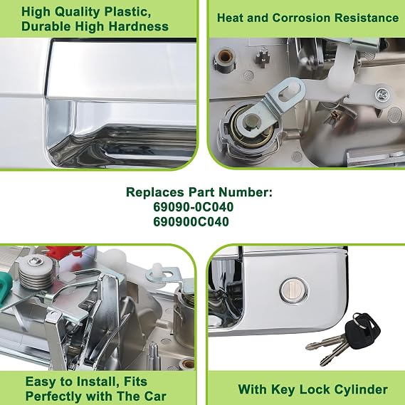 Chrome Tailgate Handle Liftgate Latch Handle with Key Lock Cylinder fit for 2007-2013 Toyota Tundra Replaces 69090-0C040 690900C040 81213