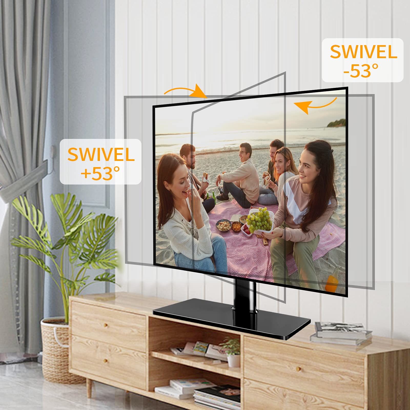 Buy Universal Swivel TV Stand, JUSTSTONE Base Table Top TV Mount for 3770 Inch Flat Curved TVs