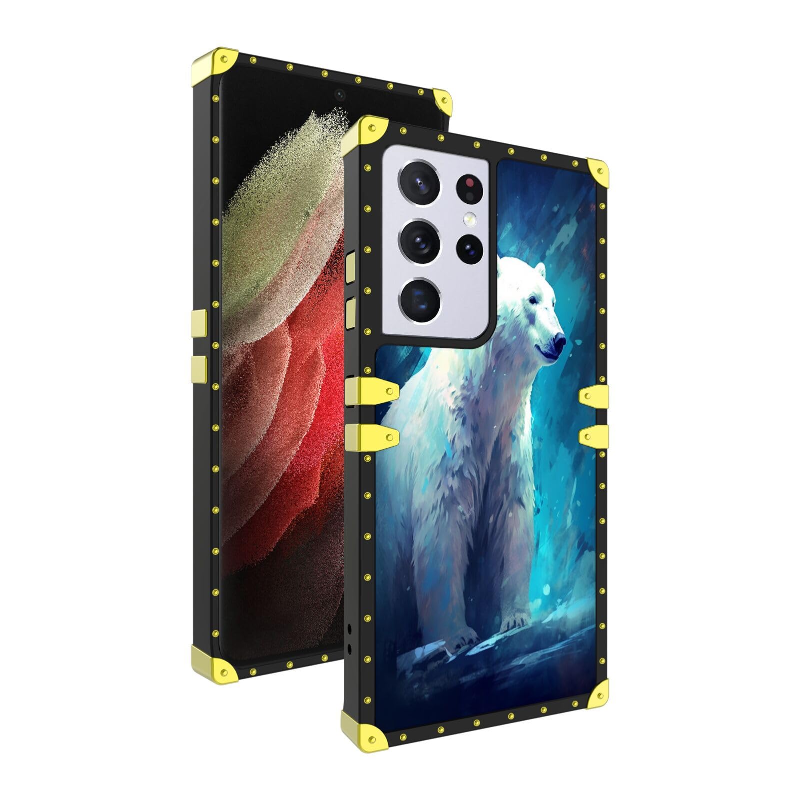 Case Compatible with Samsung Galaxy S21 Ultra Polar Bear Designer Art079 Metal-Plated Protective Cover Unique Design Suitable for Wireless Charging Samsung Galaxy S21 Ultra Fashion Pattern