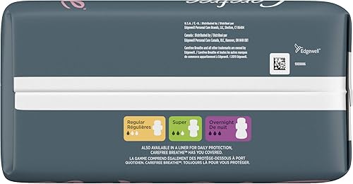 Miniatura 7 de Carefree Breathe - Toallas sanitarias regulares ultra delgadas, X301553300, Por la noche, Blanco, 1