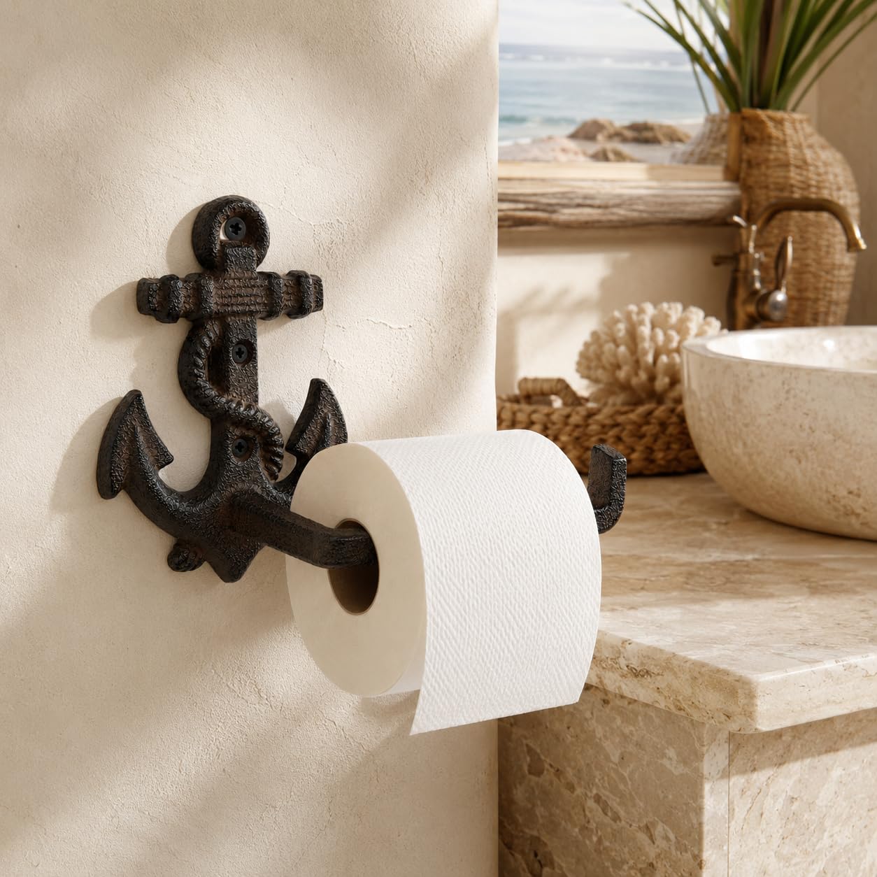 Comfy Hour 9.2 Inch Nautical Toilet Paper Holder, Anchor Decor, Set of 1 — Amazon image 8