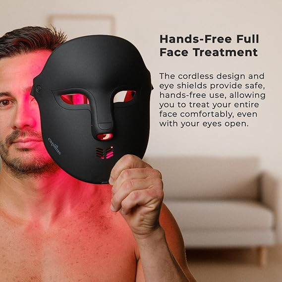 Capillus Red Light Face Mask - 4 Light Modes Wireless LED Facial Mask Red Light Therapy