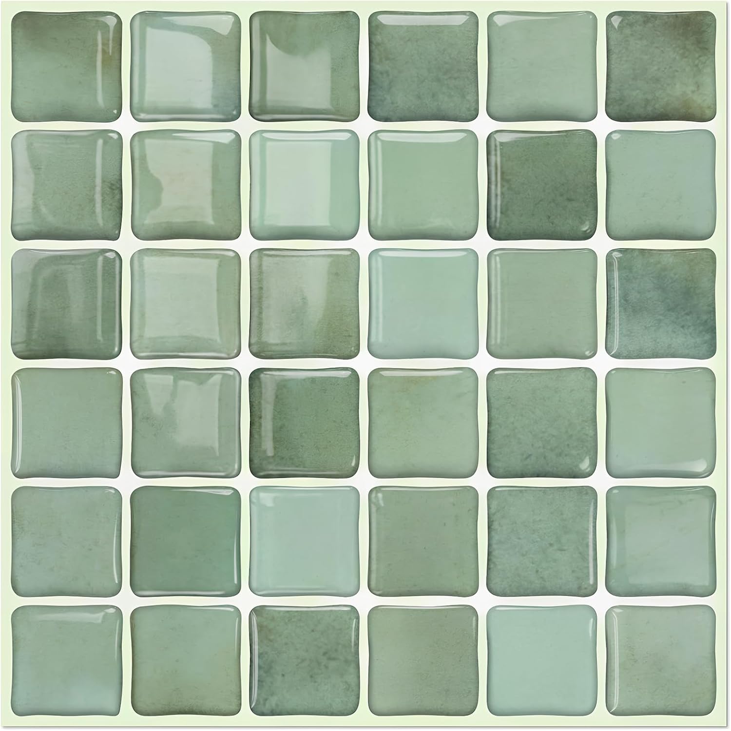 24-Pack Sage Green 3D Mosaic Peel and Stick Backsplash Tiles | 6x6 inch waterproof oil-proof thicker heat-resistant vinyl wall tiles stickers for kitchen island, bathroom oasis & RV