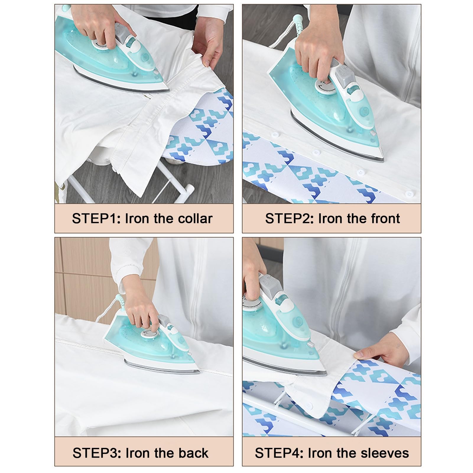 Pofluany Planche à Repasser De Taille Normale Avec Repose-fer, Planche à Repasser Légère Réglable En Hauteur, Planche à Repasser épaisse Avec Housse Résistante à La Chaleur Pour La Maison, 107 X 78