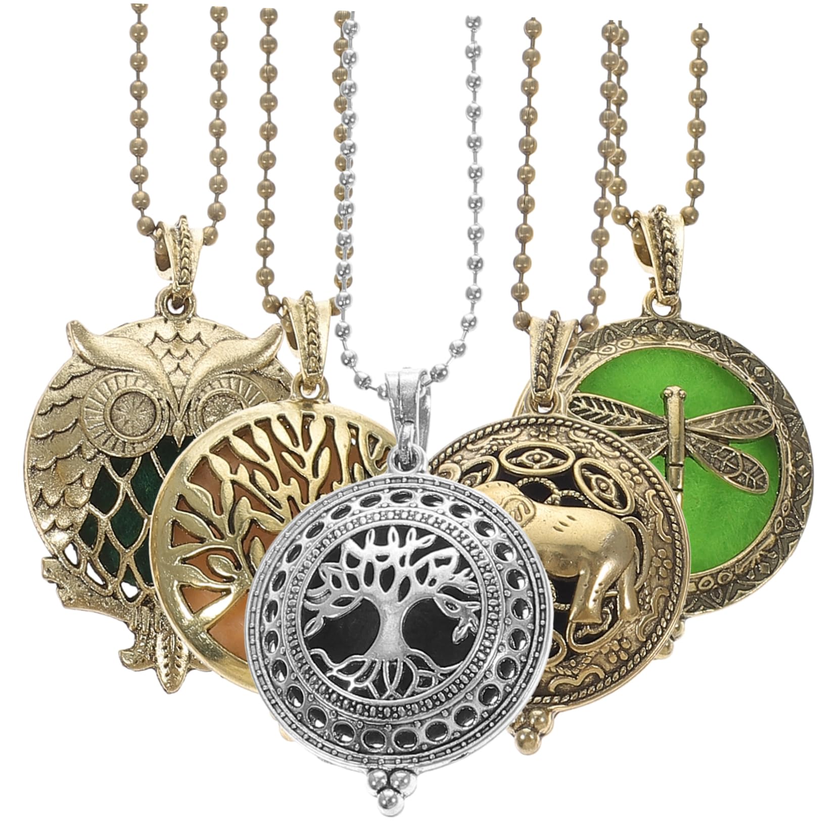 IWOWHERO5pcs Essential Oil Diffuser Necklace Aromatherapy for Women Necklace Perfume Oil Jewelry Necklace Random Color