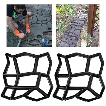 CREDSY Garden Stone Walk Maker Mould DIY Walk Maker Concrete Molds Plastic Paving Moulds Path Maker Mold for Tile Reusable Mould Concrete Cement Stone Walk Paving Stepping Stones Paver Pavement for Garden Home Yard Lawn (2 Pcs)