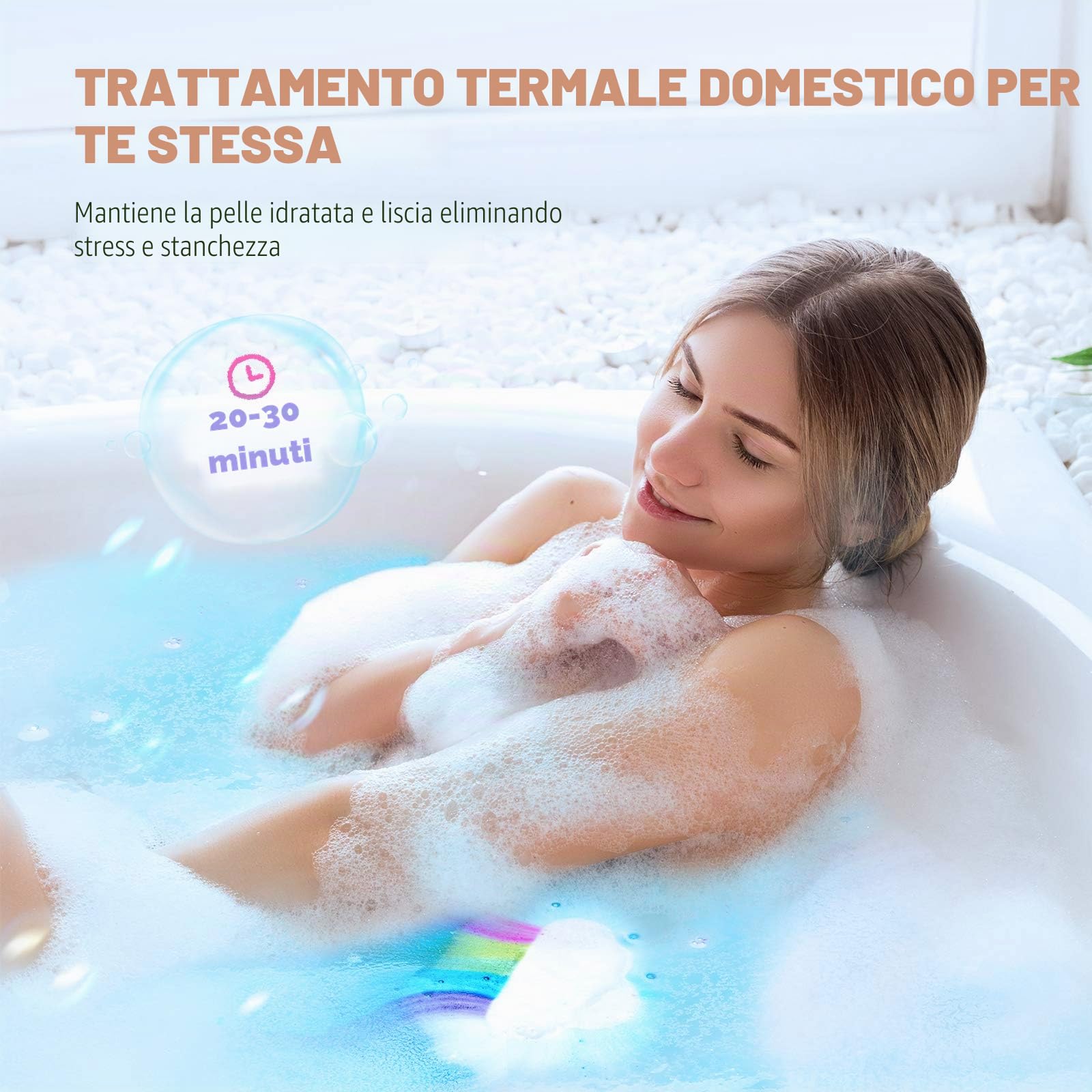 Bombe da bagno arcobaleno per bambini, palline da bagno per ragazze, 2 grandi bombe da bagno fatte a mano, regalo di compleanno per bambini e donne