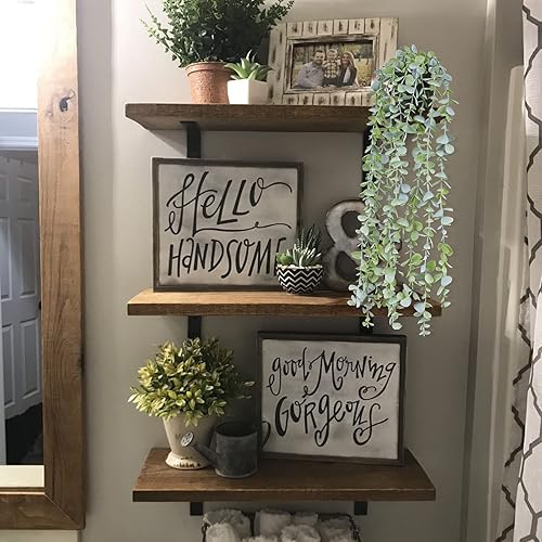 Miniatura 3 de Plantas colgantes falsas de eucalipto en maceta, pequeñas enredaderas de hiedra sintética, decoración para estante flotante, cocina, baño, armarios