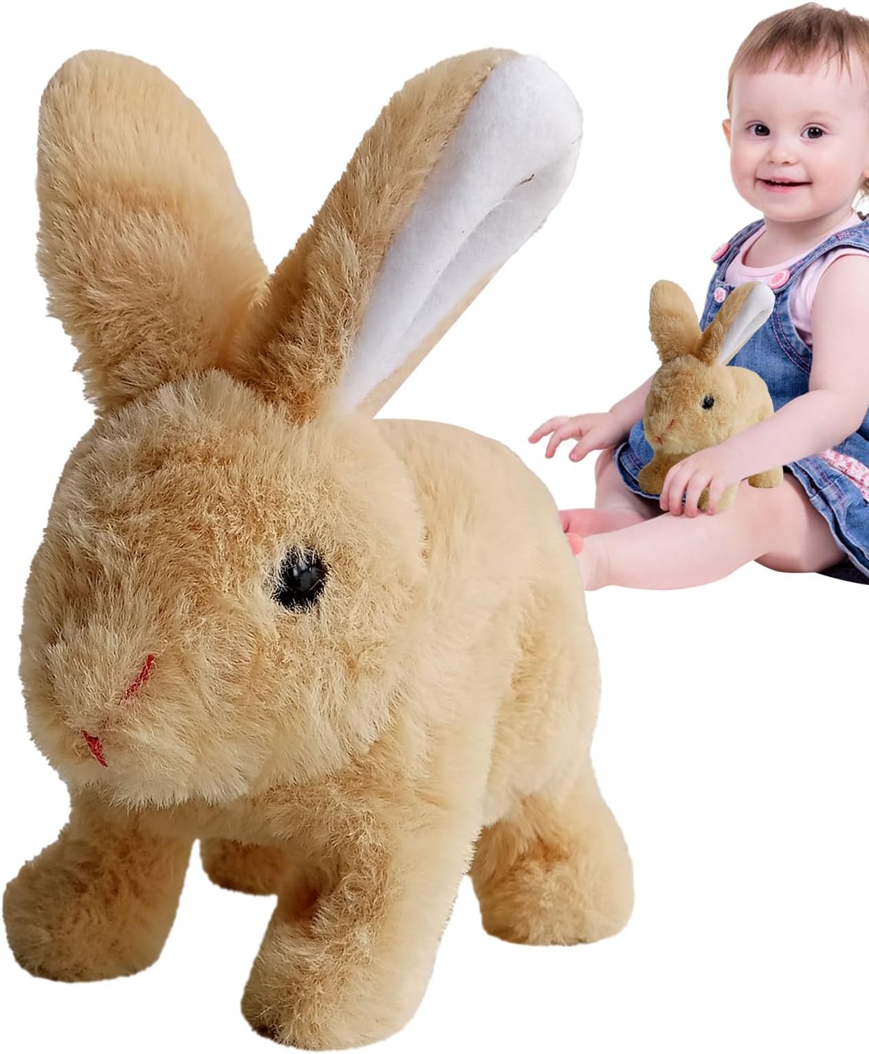Realistic Interactive Bunny Plush,Stuffed Bunny Plush Interactive Toy Figures - Easter Stuffed Rabbit Realistic Electronic Pet for Kids, Jumping, Twitching, Shaking Ears