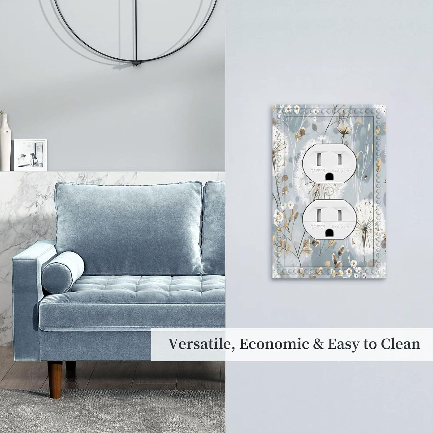 Floral Dandelion Vintage Flower Boho 1 Gang Outlet Covers Duplex Receptacle Wall Plate Decorative Electrical Faceplate Switchplates for Country Bedroom Decorate