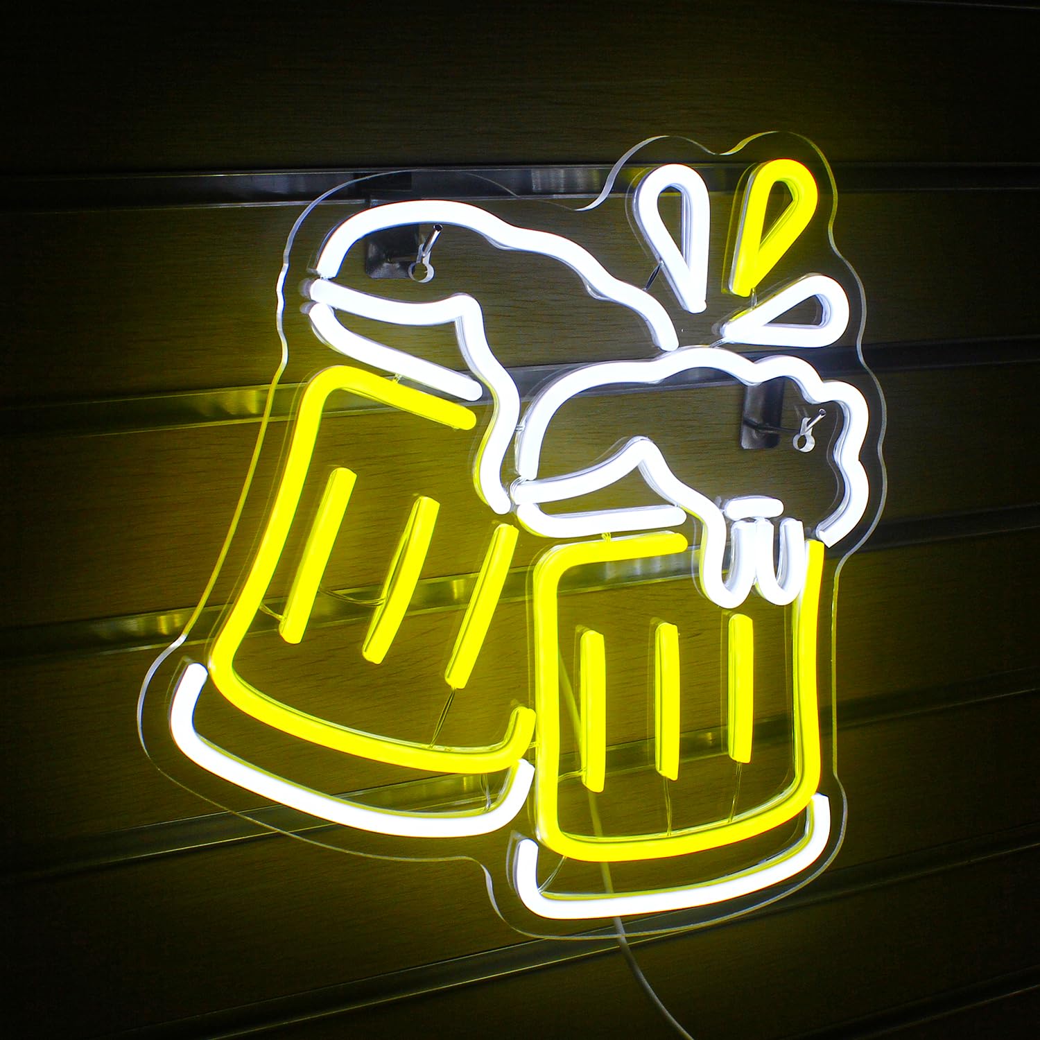 Bier Neon Schild Gelb Cheers Neon Lichter Led Bier Geformte Neon Schild Weiße Bar Licht Leuchtreklame Neonlicht (Beer cheers)