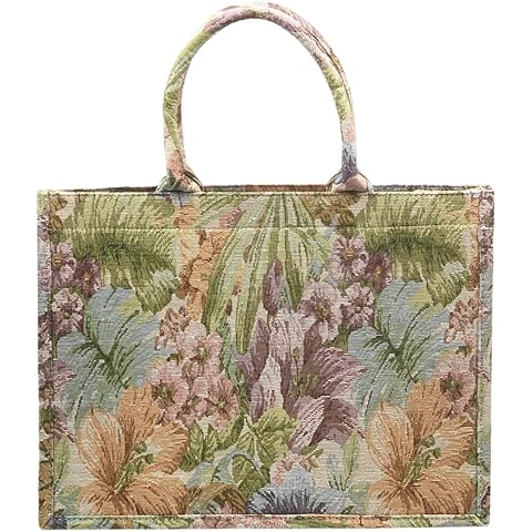 Leanoria Luxury Large Tote Bag Retro Embroidery Jacquard Handbag Cotton Linen Bags for Women