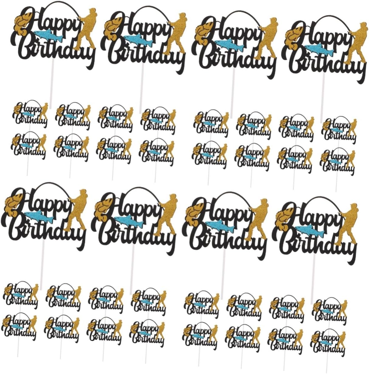 FAVOMOTO 40pcs Fishing Themed Birthday Cupcake Toppers Fun Cake Picks for Outdoor Parties Charming Fishing Decorations for Cakes Muffins and