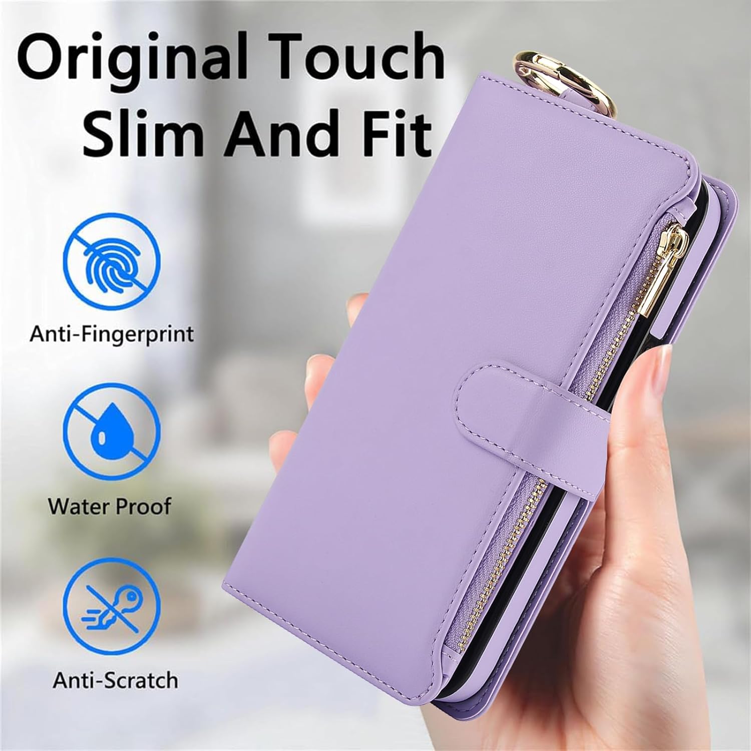 Asuwish Phone Case for iPhone 7/8/SE 2020/2022 Zipper Wallet with Screen Protector Strap Card Holder Cell Cover iPhone7 iPhone8 7s 8s i SE2020 SE2022 2/2nd/3/3rd Generation SE2 SE3 7SE 8SE Violet