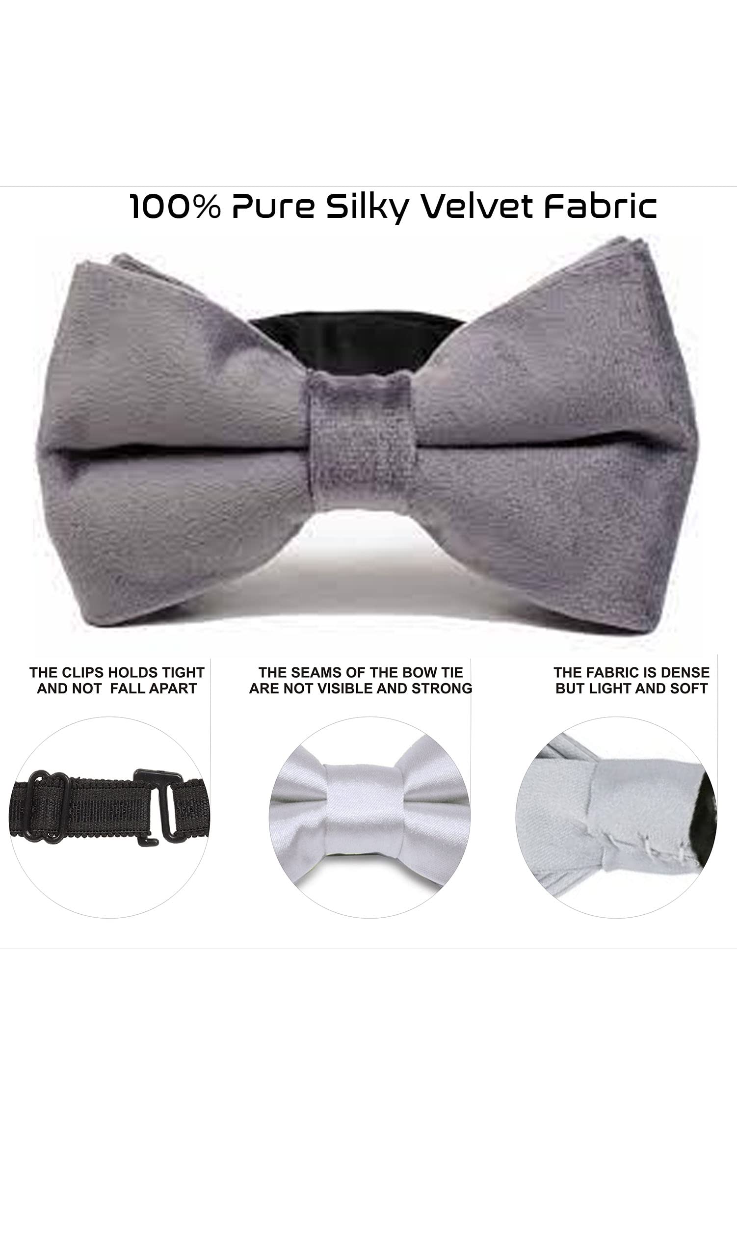 RR DESIGN Kids Suspenders with Matching Velvet Bow Tie Set | Wedding | Family Photos | Events(1-4 Years)-(Grey) 2