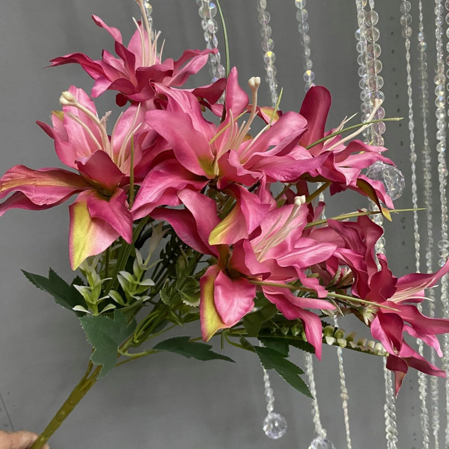 YATUOPNG Artificial Plant In Pot-Artificial Water Grass Lily Bouquet Champagne(Rose Red)