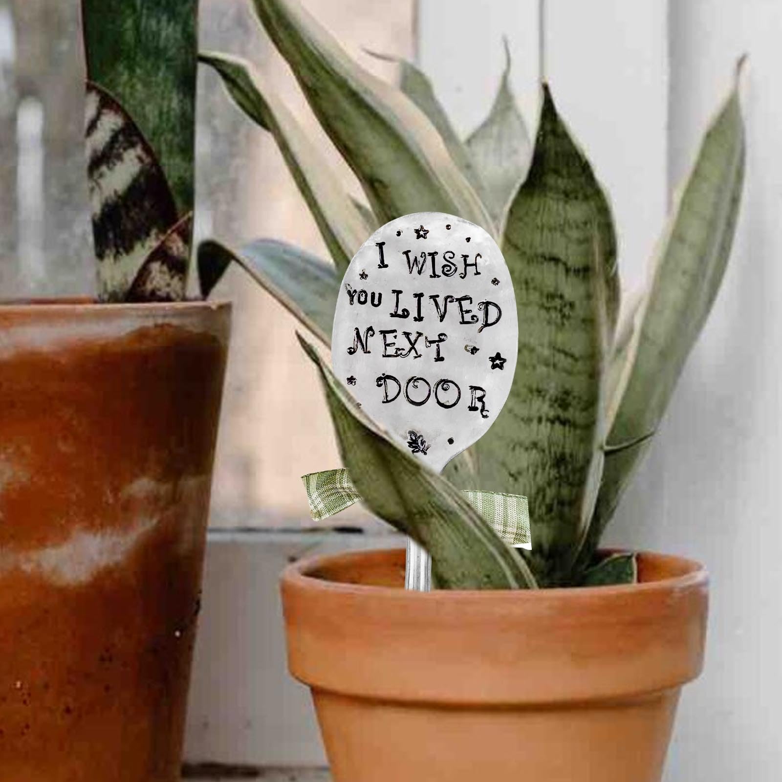 GWAWG 1PCS Garden Marker Friendship Gift, Silver Stamped Spoon Plant Markers, Funny Humor Plant Label Gift - Image 4