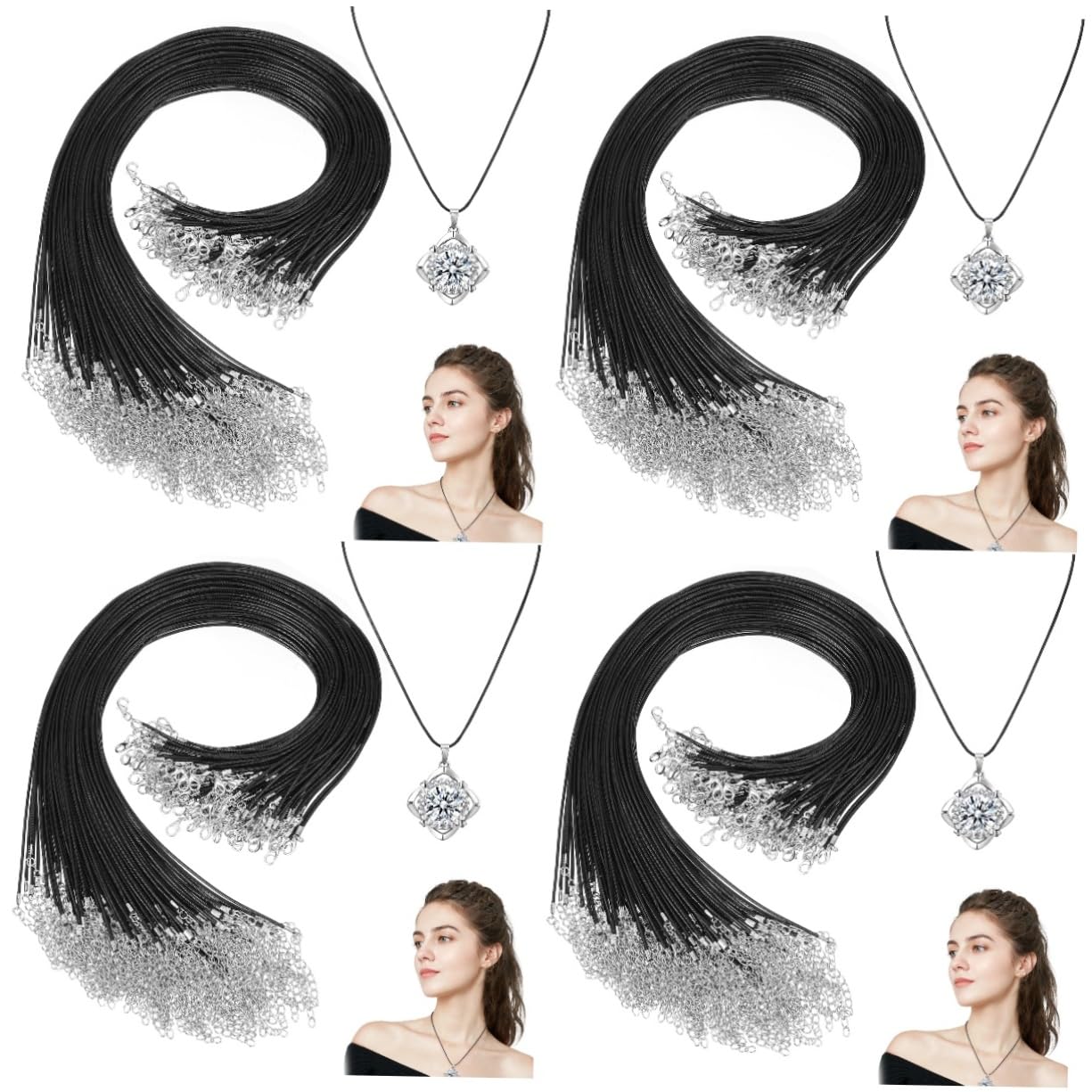 SHINEOFI 400 Pz Corda di pendente in pelle nera cordino per bracciale in filo cerato cordone per collana cerato nero Collana corda cerata nera Corda cerata morbida catene di collane