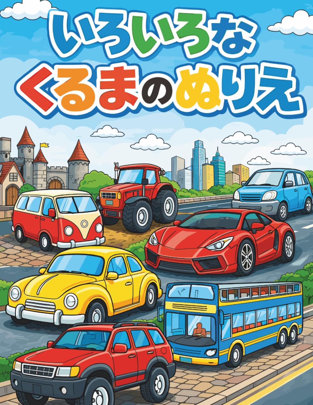 いろいろなくるまのぬりえ: はたらくくるま・スポーツカーがいっぱい！