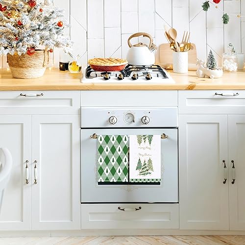Miniatura 3 de Juego de 2 paños de cocina de Navidad, juego de 2, diseño de árbol de Navidad, Navidad, Navidad, invierno, decorativos, paños de cocina para el